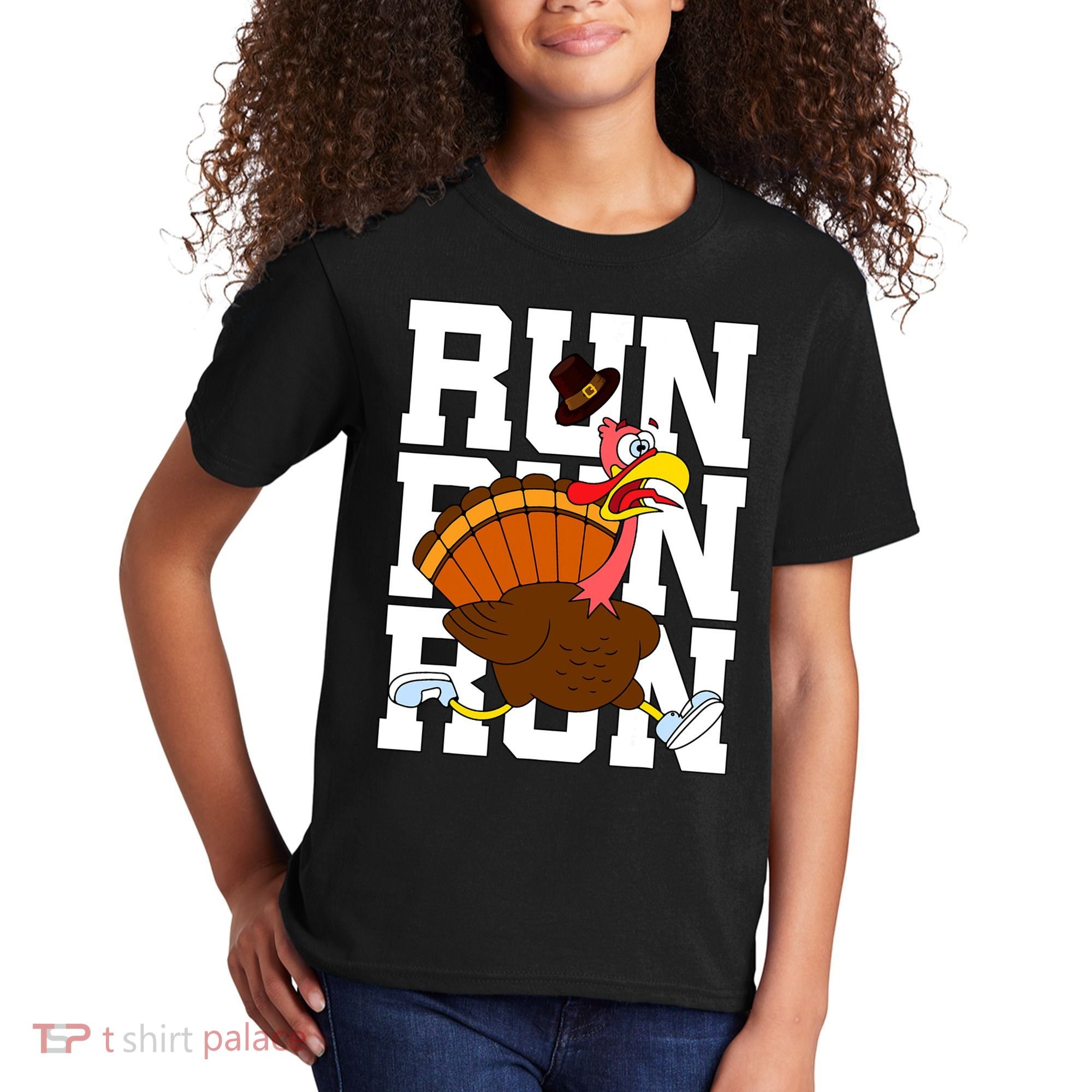 Turkey Run Costume Thanksgiving Running Turkey Trot Kids T-Shirt