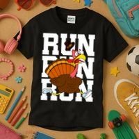 Turkey Run Costume Thanksgiving Running Turkey Trot Kids T-Shirt thumb 3