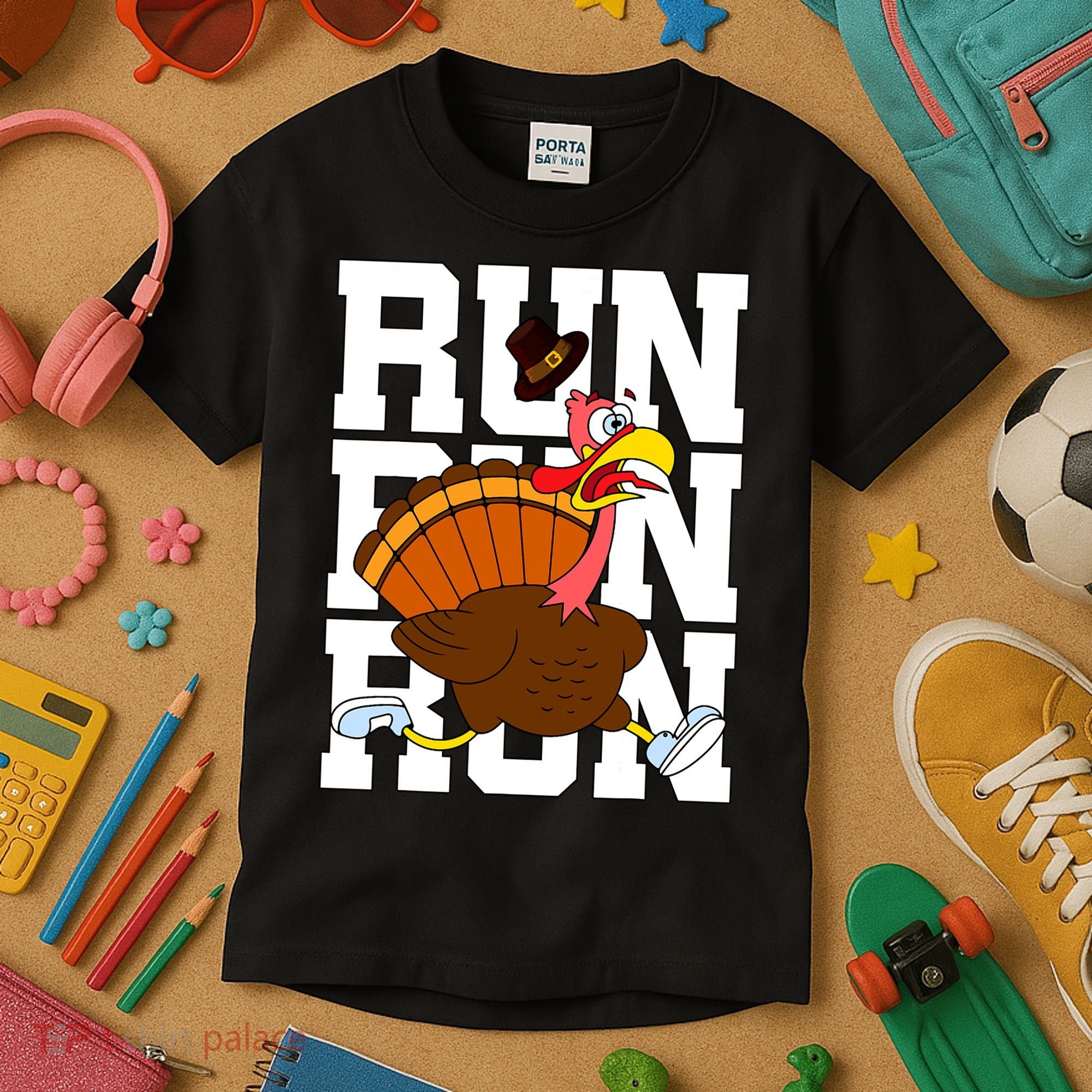 Turkey Run Costume Thanksgiving Running Turkey Trot Kids T-Shirt
