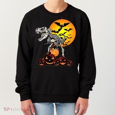 T Rex Dinosaur Skeleton Scary Halloween Pumpkin Gift Women's Sweatshirt