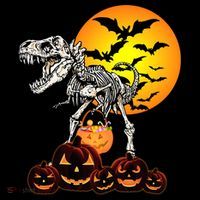T Rex Dinosaur Skeleton Scary Halloween Pumpkin Gift Doggie Tank thumb 4