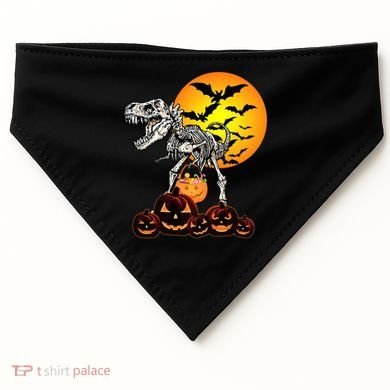 T Rex Dinosaur Skeleton Scary Halloween Pumpkin Gift USA-Made Doggie Bandana