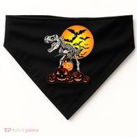 T Rex Dinosaur Skeleton Scary Halloween Pumpkin Gift USA-Made Doggie Bandana thumb 0