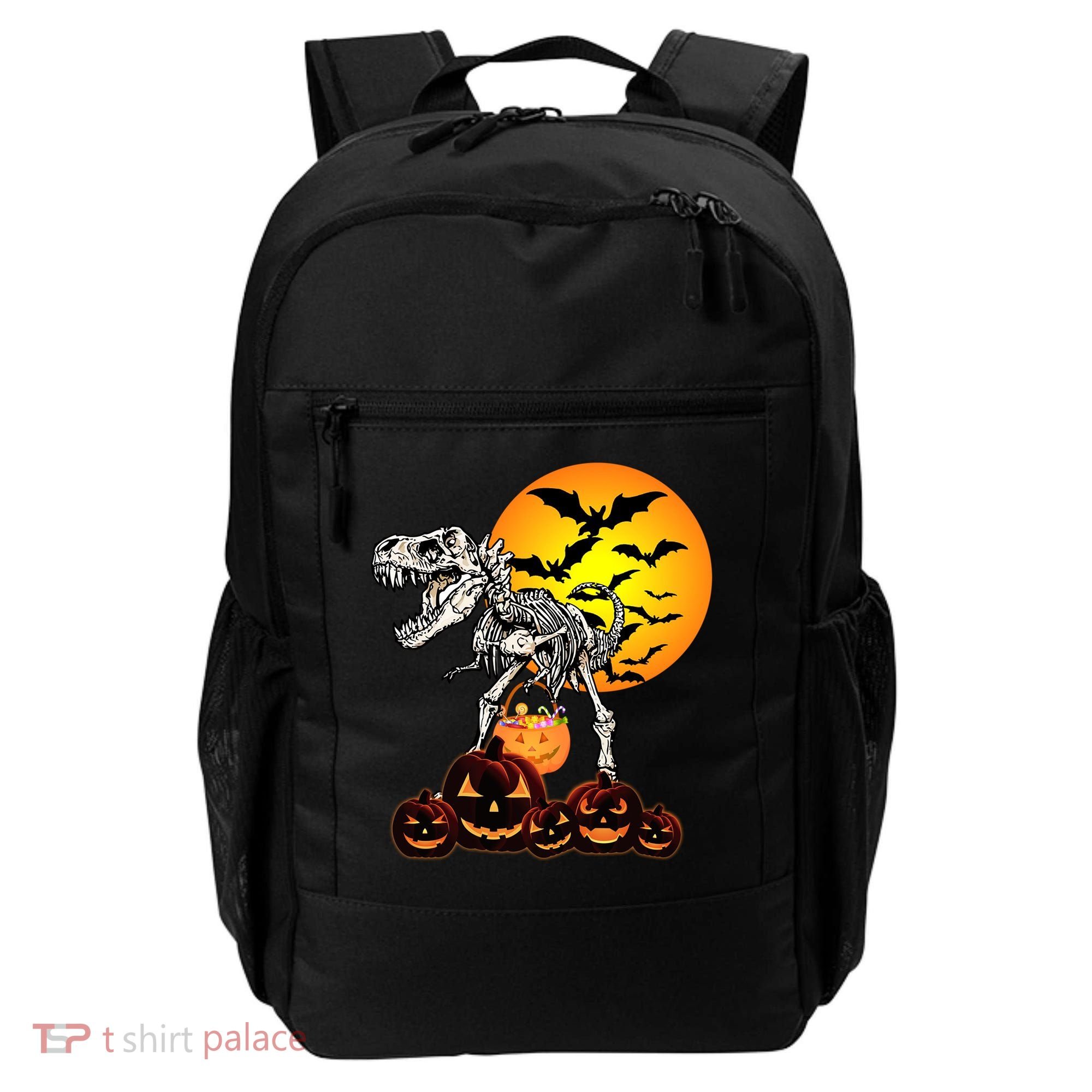 T Rex Dinosaur Skeleton Scary Halloween Pumpkin Gift Backpack