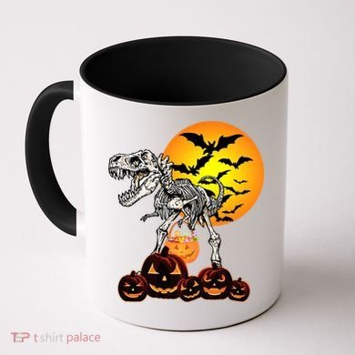 T Rex Dinosaur Skeleton Scary Halloween Pumpkin Gift Coffee Mug