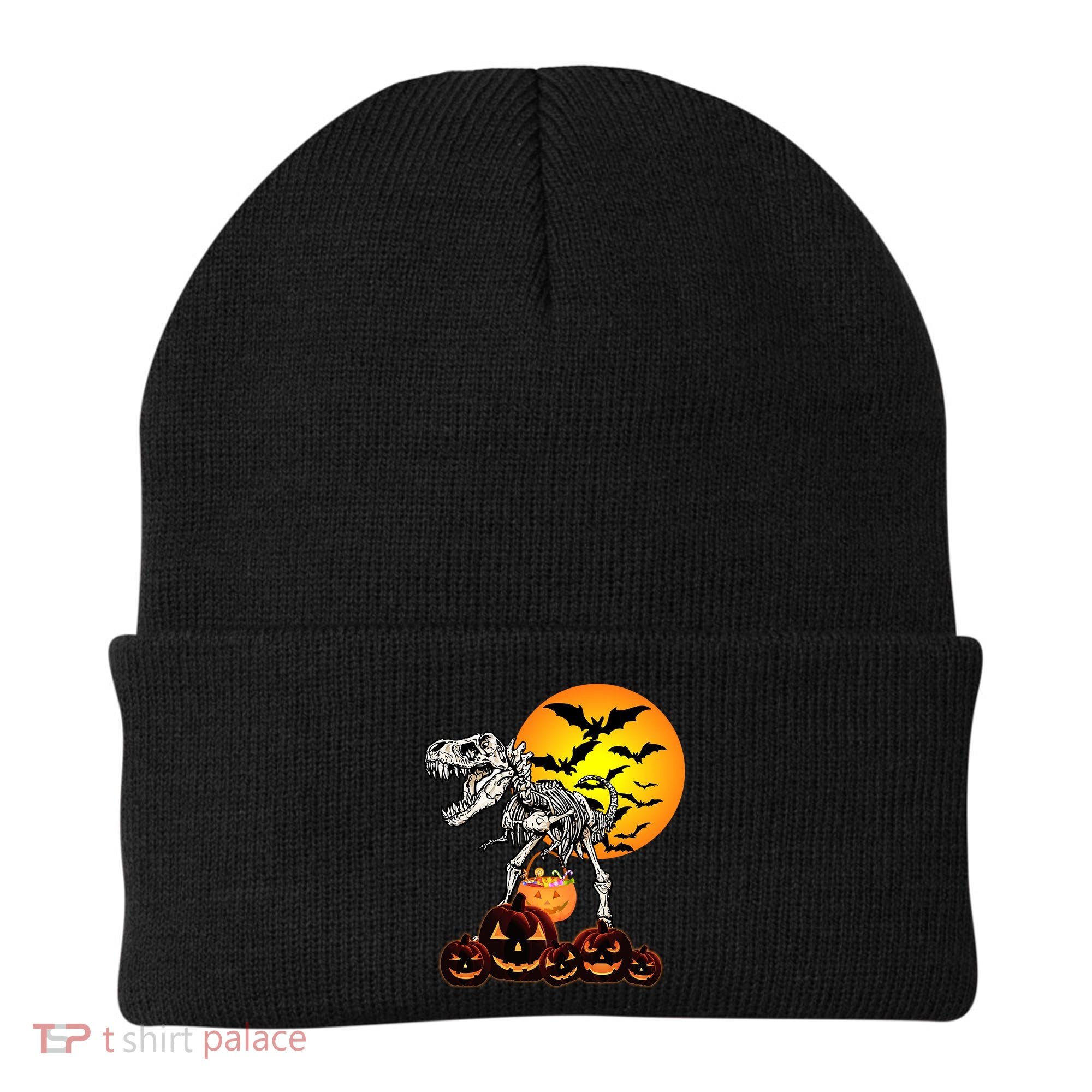 T Rex Dinosaur Skeleton Scary Halloween Pumpkin Gift Beanie