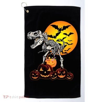 T Rex Dinosaur Skeleton Scary Halloween Pumpkin Gift Golf Towel