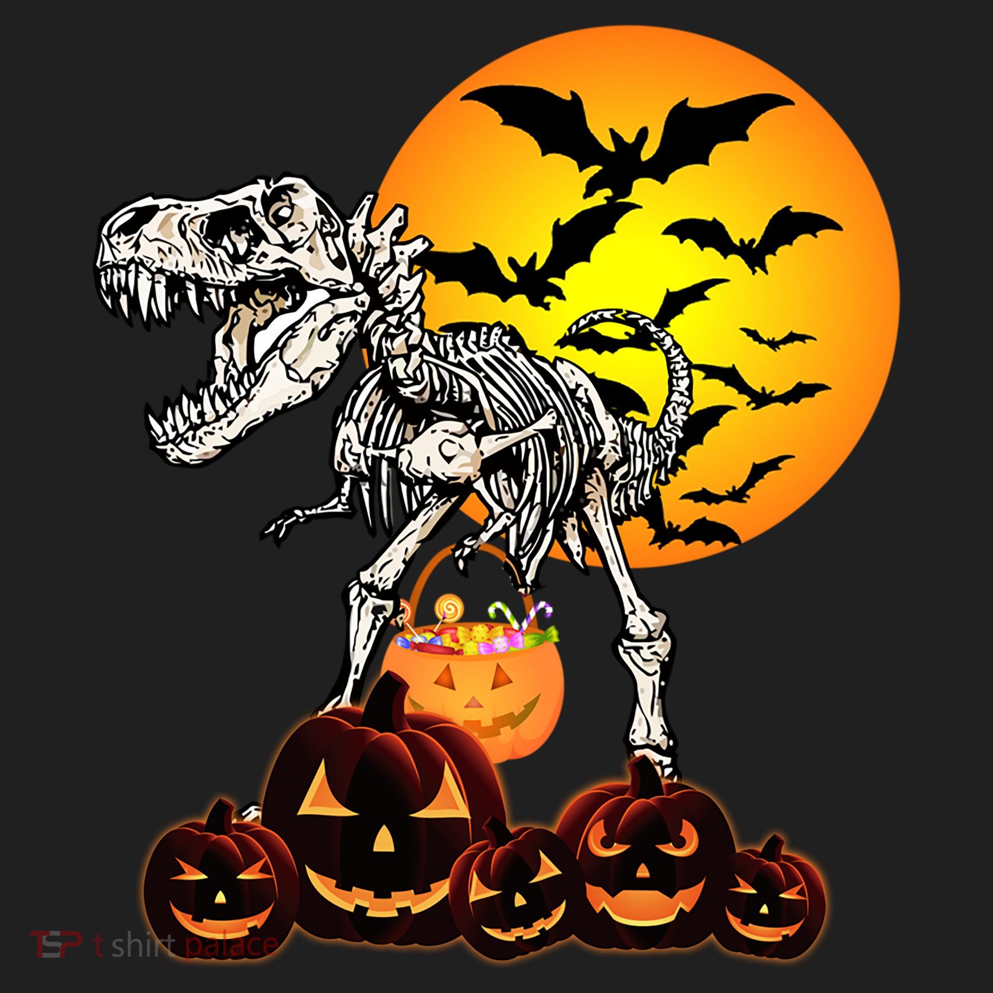 T Rex Dinosaur Skeleton Scary Halloween Pumpkin Gift Golf Towel