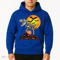 T Rex Dinosaur Skeleton Scary Halloween Pumpkin Gift Hoodie thumb 2