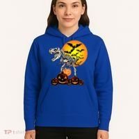 T Rex Dinosaur Skeleton Scary Halloween Pumpkin Gift Hoodie thumb 5