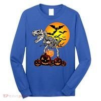 T Rex Dinosaur Skeleton Scary Halloween Pumpkin Gift Long Sleeve Shirt thumb 0