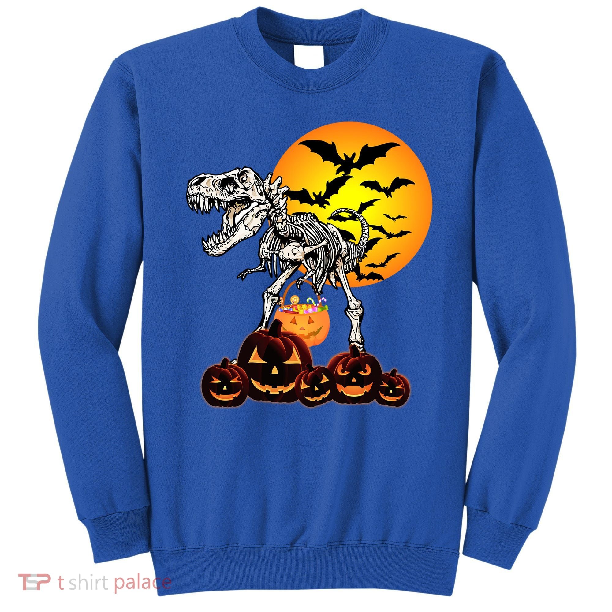 T Rex Dinosaur Skeleton Scary Halloween Pumpkin Gift Sweatshirt