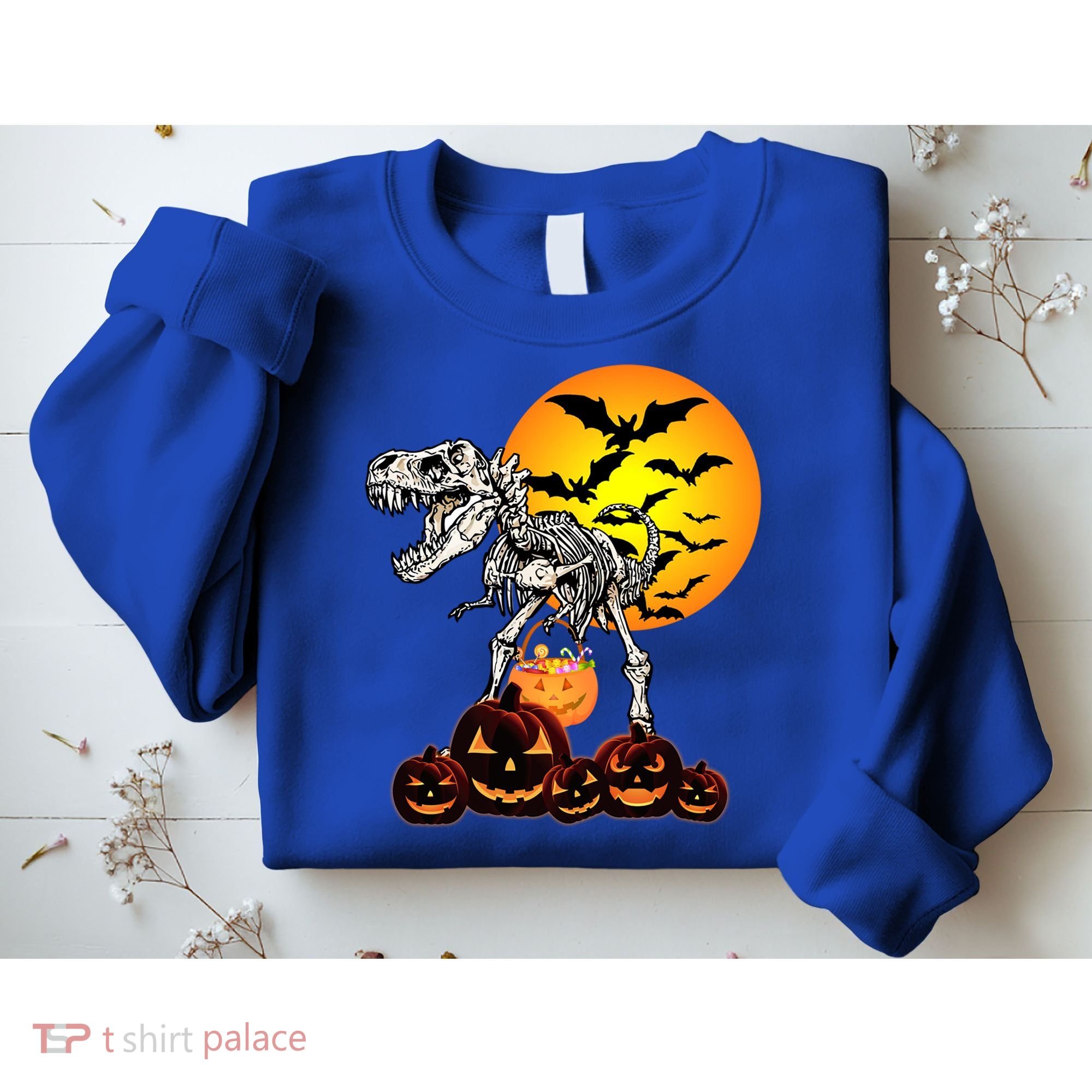 T Rex Dinosaur Skeleton Scary Halloween Pumpkin Gift Sweatshirt