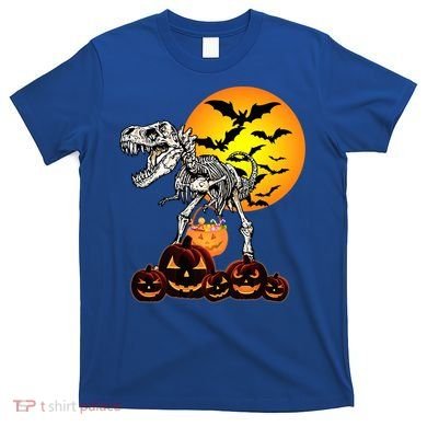 T Rex Dinosaur Skeleton Scary Halloween Pumpkin Gift T-Shirt