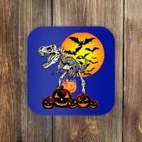 T Rex Dinosaur Skeleton Scary Halloween Pumpkin Gift Coaster thumb 0