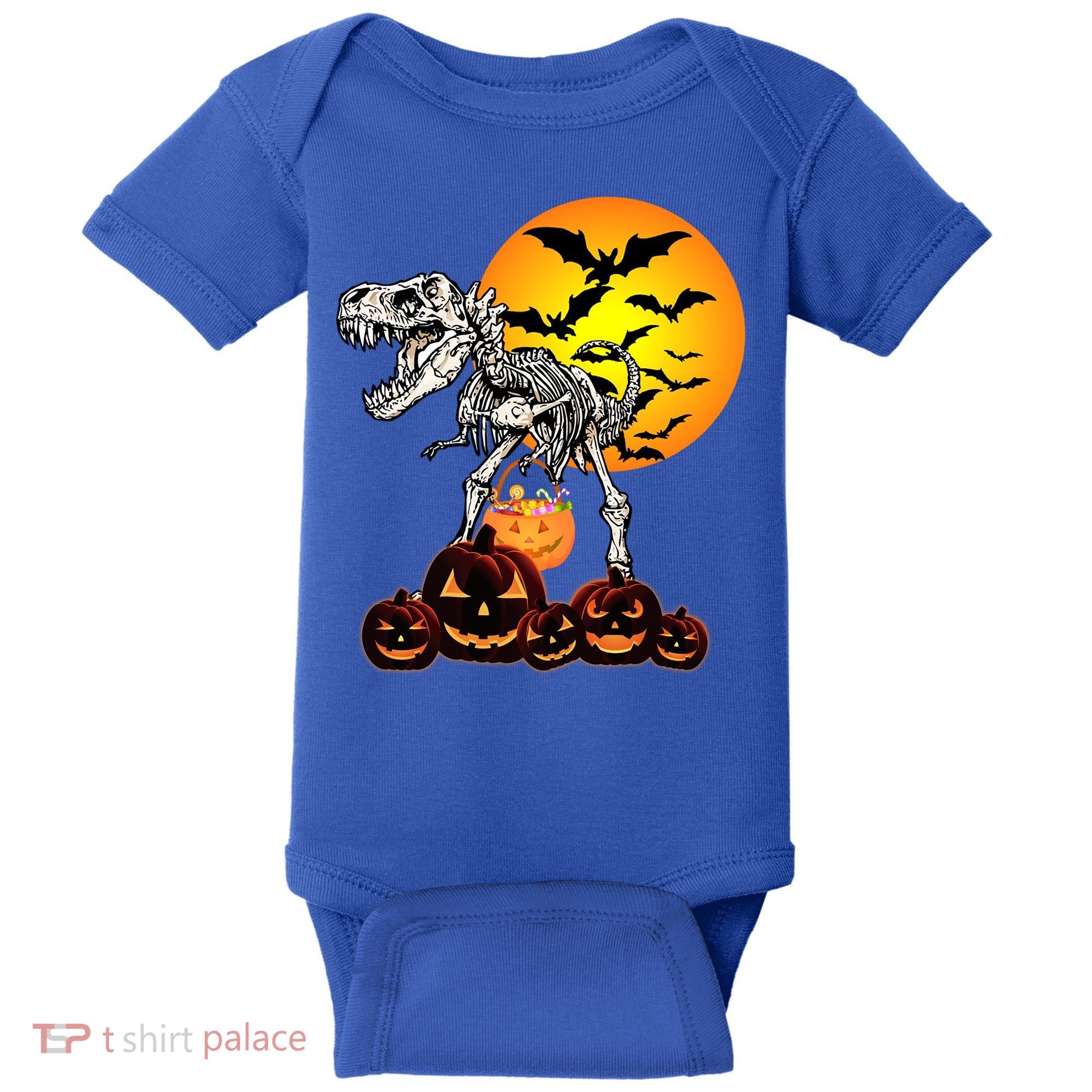 T Rex Dinosaur Skeleton Scary Halloween Pumpkin Gift Baby Bodysuit