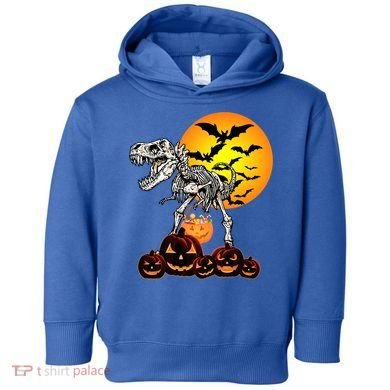 T Rex Dinosaur Skeleton Scary Halloween Pumpkin Gift Toddler Hoodie