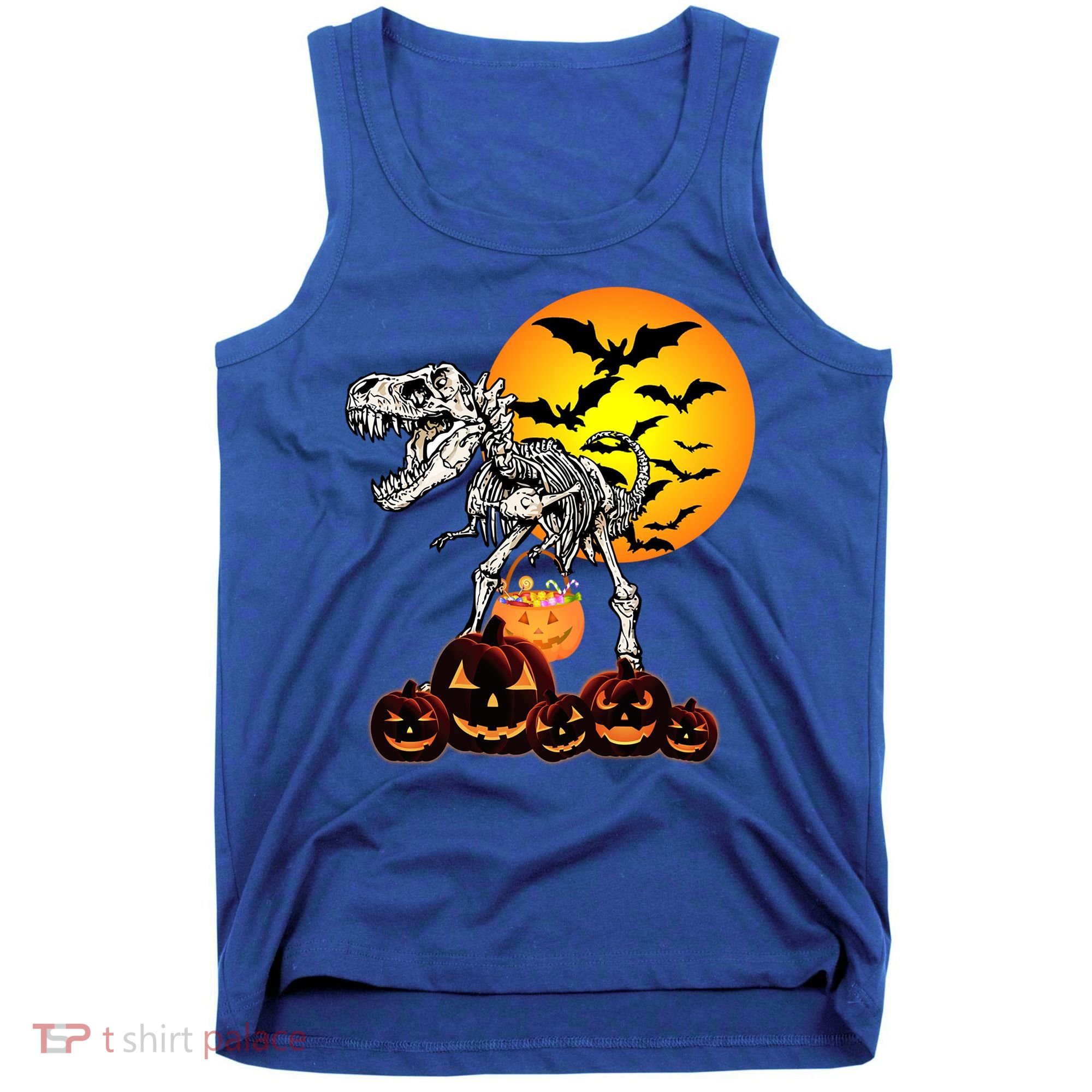 T Rex Dinosaur Skeleton Scary Halloween Pumpkin Gift Tank Top