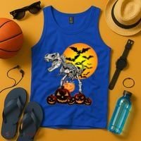 T Rex Dinosaur Skeleton Scary Halloween Pumpkin Gift Tank Top thumb 4