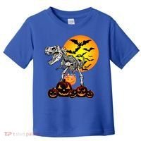 T Rex Dinosaur Skeleton Scary Halloween Pumpkin Gift Toddler T-Shirt thumb 0