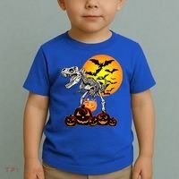 T Rex Dinosaur Skeleton Scary Halloween Pumpkin Gift Toddler T-Shirt thumb 2