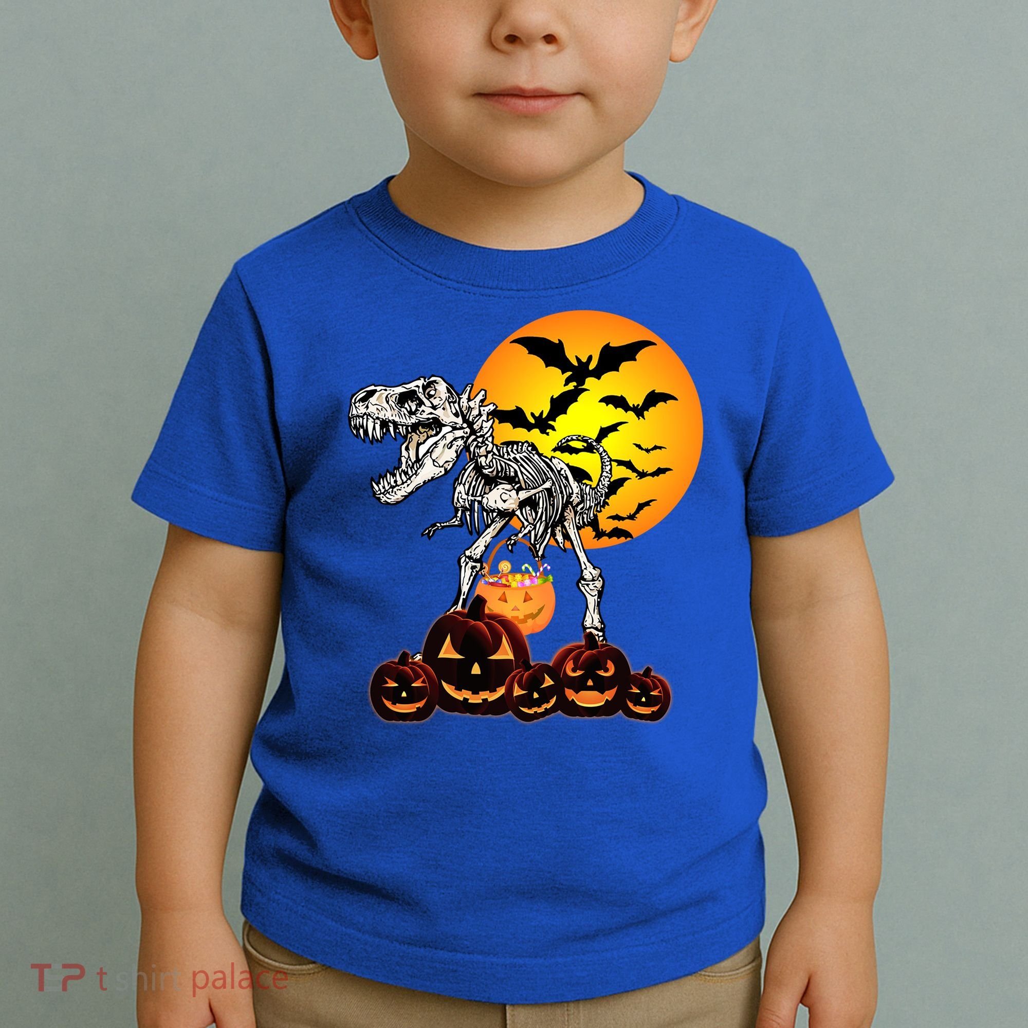 T Rex Dinosaur Skeleton Scary Halloween Pumpkin Gift Toddler T-Shirt