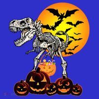 T Rex Dinosaur Skeleton Scary Halloween Pumpkin Gift Women's T-Shirt thumb 6