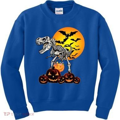 T Rex Dinosaur Skeleton Scary Halloween Pumpkin Gift Kids Sweatshirt