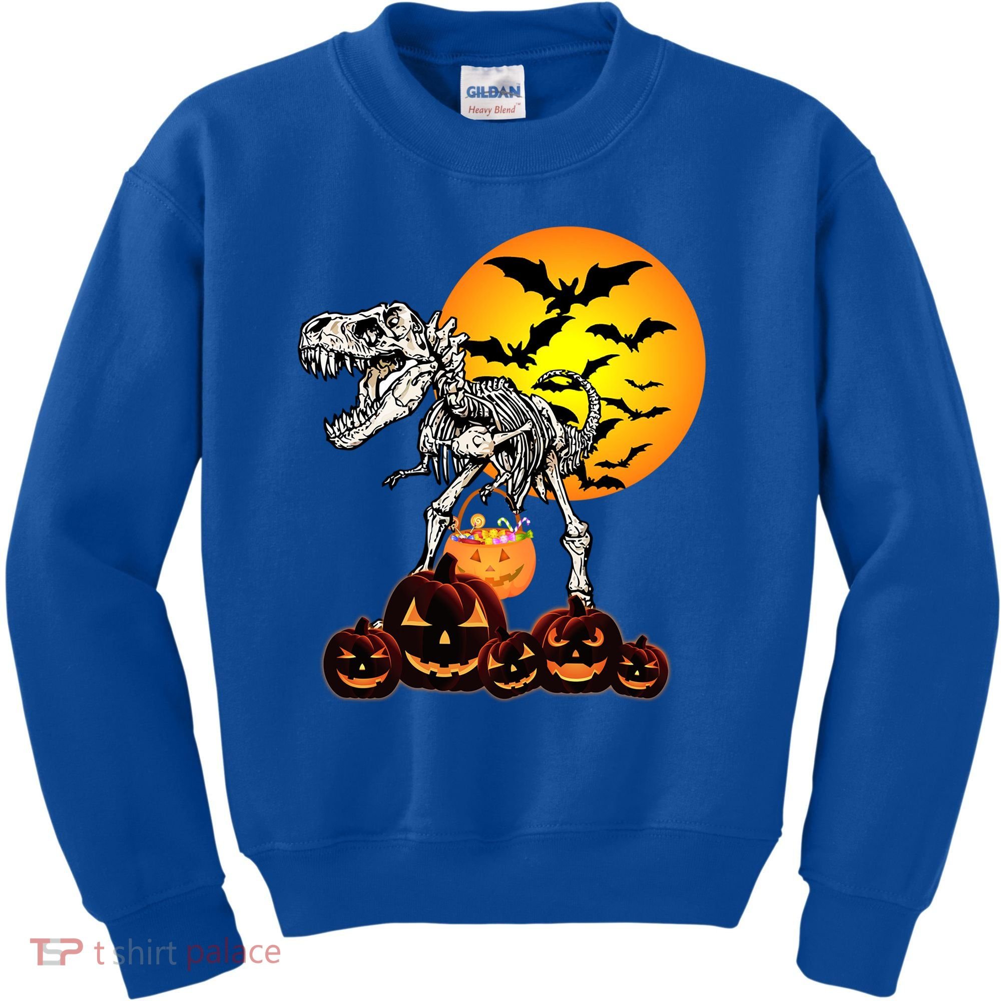 T Rex Dinosaur Skeleton Scary Halloween Pumpkin Gift Kids Sweatshirt