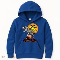 T Rex Dinosaur Skeleton Scary Halloween Pumpkin Gift Kids Hoodie thumb 0