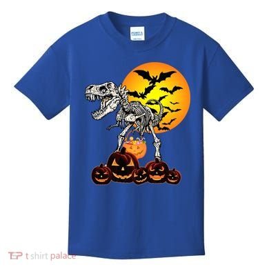 T Rex Dinosaur Skeleton Scary Halloween Pumpkin Gift Kids T-Shirt