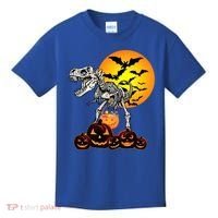 T Rex Dinosaur Skeleton Scary Halloween Pumpkin Gift Kids T-Shirt thumb 0