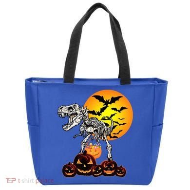 T Rex Dinosaur Skeleton Scary Halloween Pumpkin Gift Tote Bag