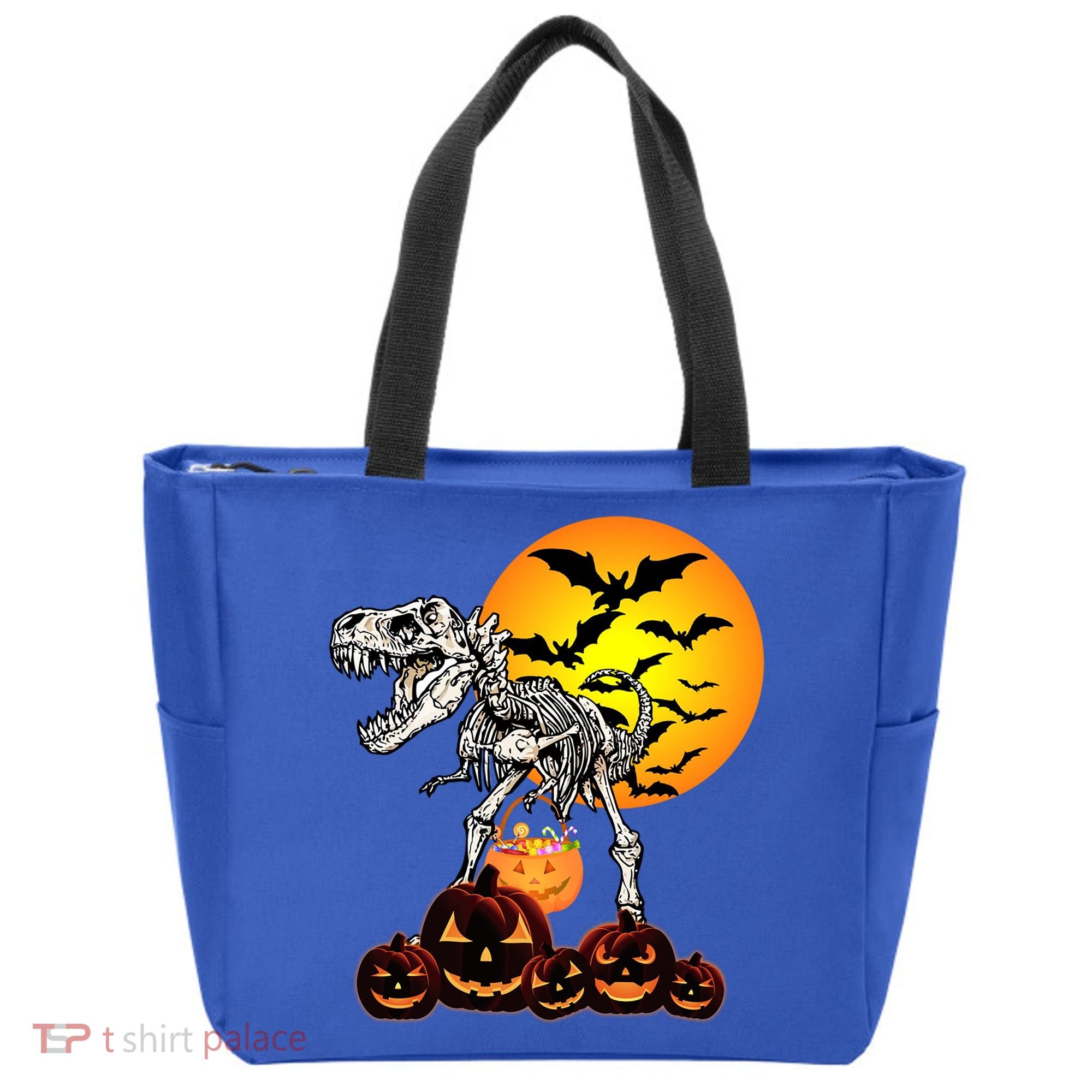 T Rex Dinosaur Skeleton Scary Halloween Pumpkin Gift Tote Bag