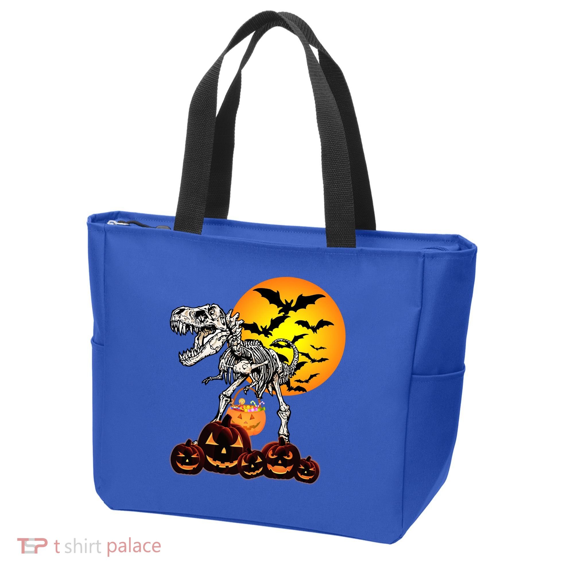 T Rex Dinosaur Skeleton Scary Halloween Pumpkin Gift Tote Bag