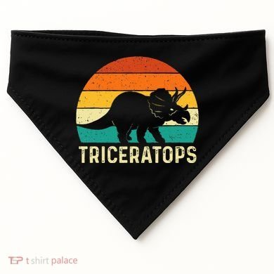 Triceratops Retro Dinosaur Lover Paleontologist USA-Made Doggie Bandana