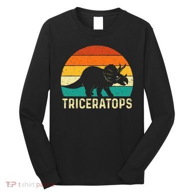 Triceratops Retro Dinosaur Lover Paleontologist Long Sleeve Shirt