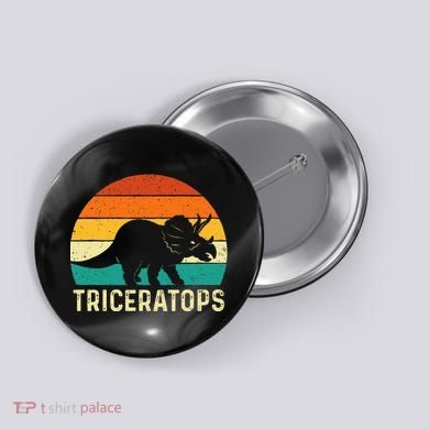 Triceratops Retro Dinosaur Lover Paleontologist Button
