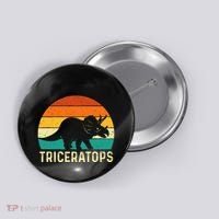 Triceratops Retro Dinosaur Lover Paleontologist Button thumb 0