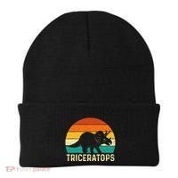 Triceratops Retro Dinosaur Lover Paleontologist Beanie thumb 0