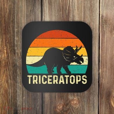 Triceratops Retro Dinosaur Lover Paleontologist Coaster
