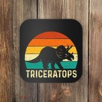 Triceratops Retro Dinosaur Lover Paleontologist Coaster thumb 0