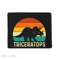 Triceratops Retro Dinosaur Lover Paleontologist Mousepad thumb 0