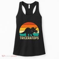 Triceratops Retro Dinosaur Lover Paleontologist Women's Tank Top thumb 0