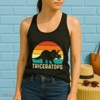 Triceratops Retro Dinosaur Lover Paleontologist Women's Tank Top thumb 2