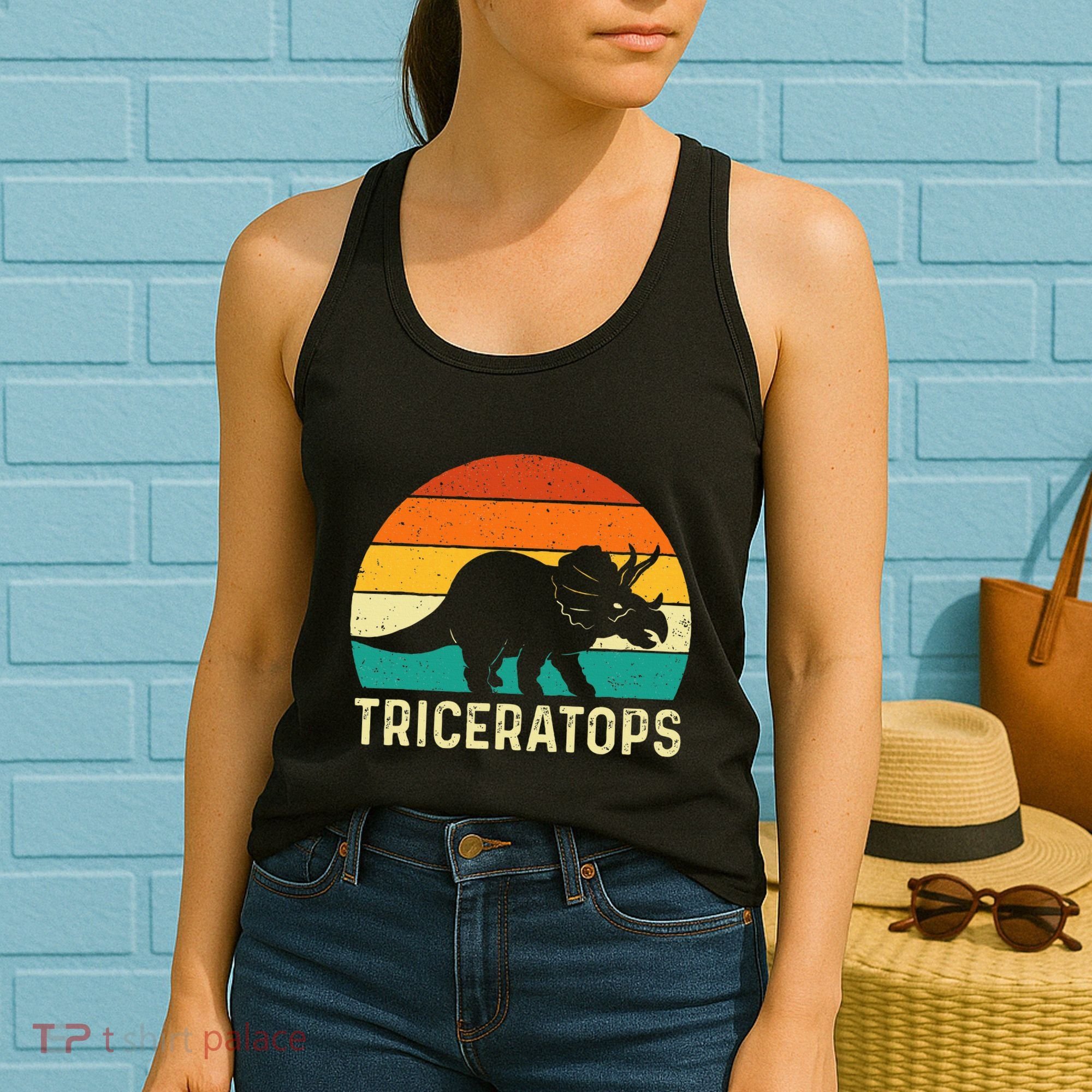Triceratops Retro Dinosaur Lover Paleontologist Women's Tank Top