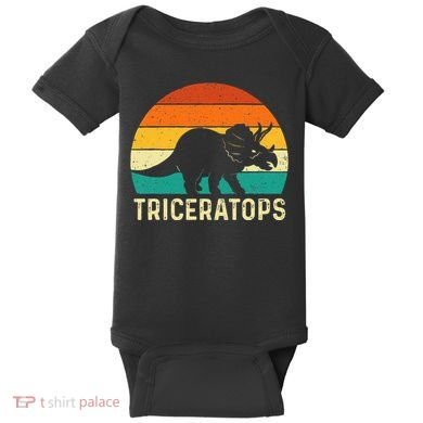 Triceratops Retro Dinosaur Lover Paleontologist Baby Bodysuit