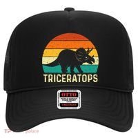 Triceratops Retro Dinosaur Lover Paleontologist Hat thumb 0