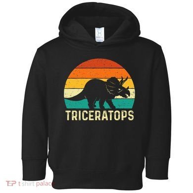 Triceratops Retro Dinosaur Lover Paleontologist Toddler Hoodie