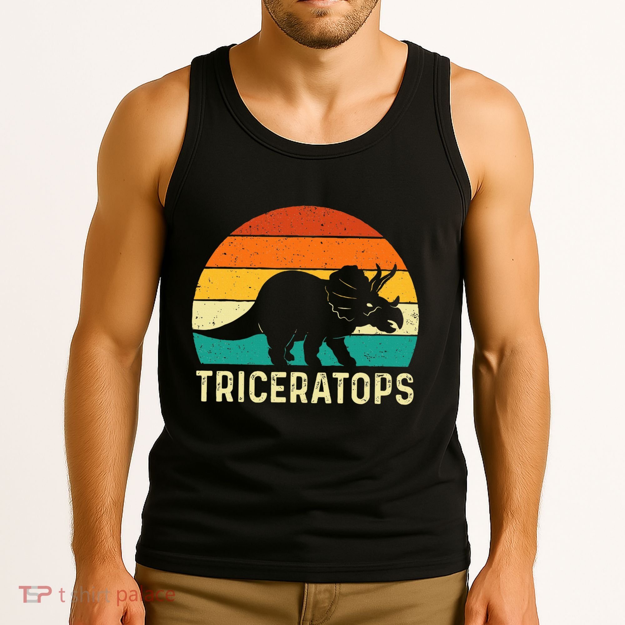 Triceratops Retro Dinosaur Lover Paleontologist Tank Top